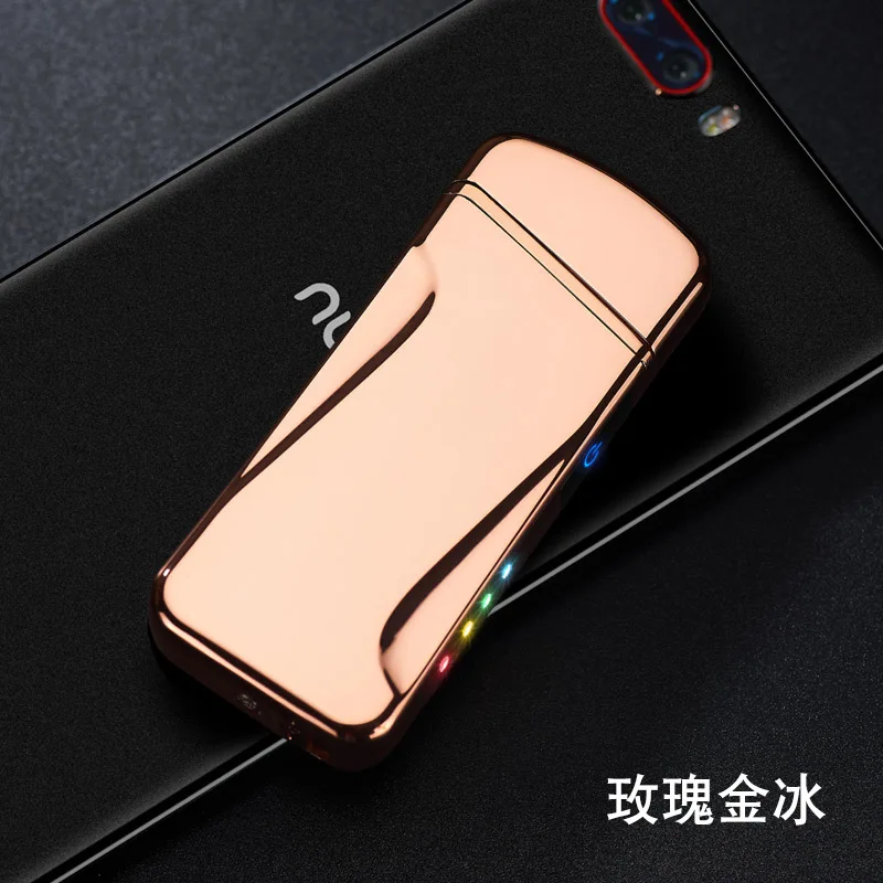 Usb зарядка шатер дисплей питания зажигалки новинка металлическая двойная дуга ветрозащитная Электронная зажигалка для мужчин подарок курильщик - Цвет: 4