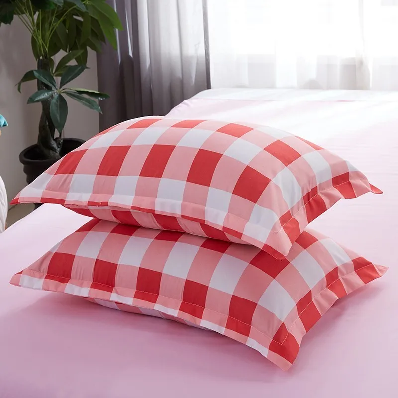 ?? Solstice ホームテキスタイル赤格子パターンのベッドリネンスウィートガールピンク寝具セット 3/4 個大人の布団カバー枕ベッドシート