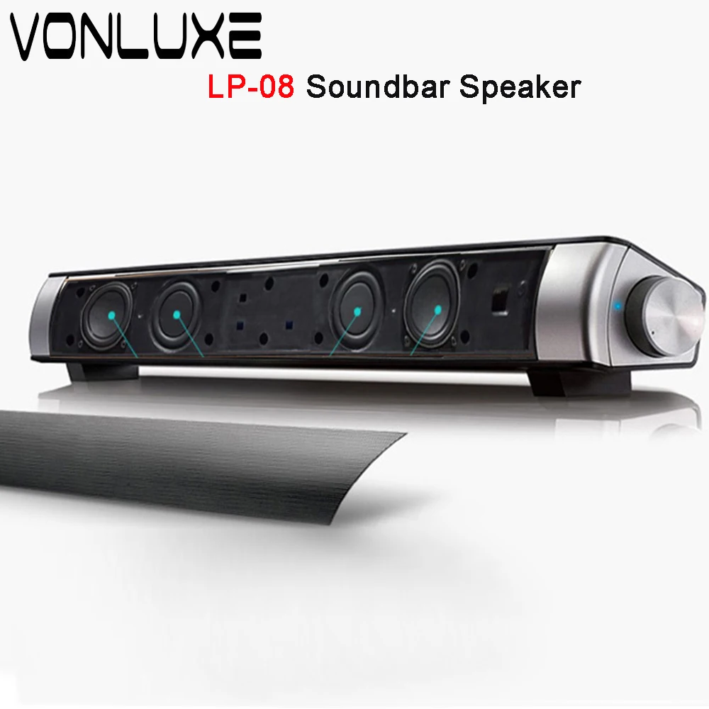 Настоящие Фотографии большой Мощность Mini USB Bluetooth Soundbar звуковые Саундбар LP 08 Sound Bar