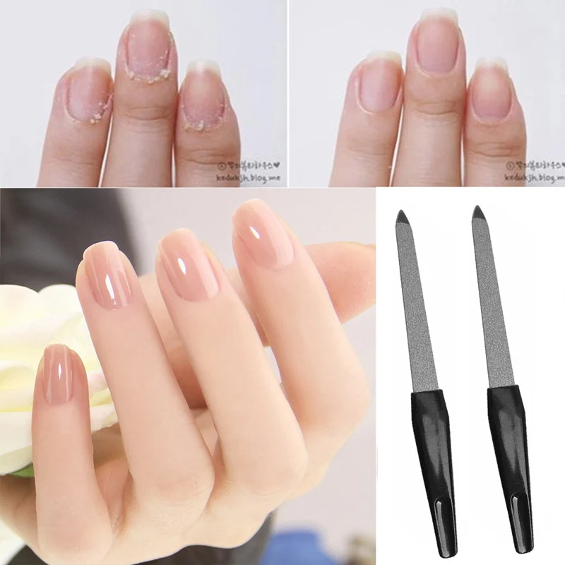 Металлическая двухсторонняя пилочка для ногтей с пластиковой ручкой DIY