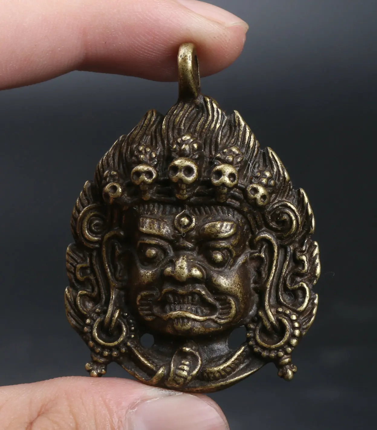 

51MM/2" Collect Curio Rare Chinese Fengshui Small Bronze Exquisite Tantra Buddhism Mahakala Wrathful Deity Statue Statuette 28g