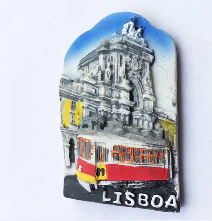 Lisboa Лиссабона трамвай Португалия Путешествия Сувенир 3D Смола декоративный магнит для холодильника ремесло подарок