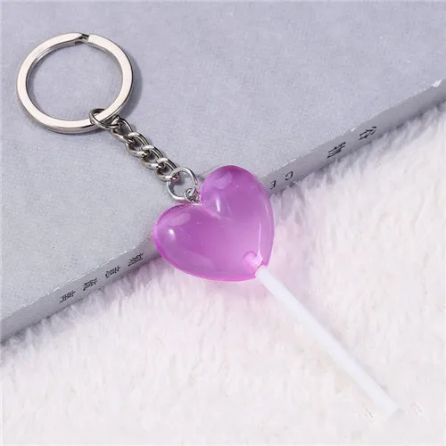 middle size purple 1 шт., брелок для женщин, подвески, сердце, леденец, плоская задняя сторона, резиновый блестящий кулон, аксессуар для ключей, сделай сам - Цвет: middle size purple