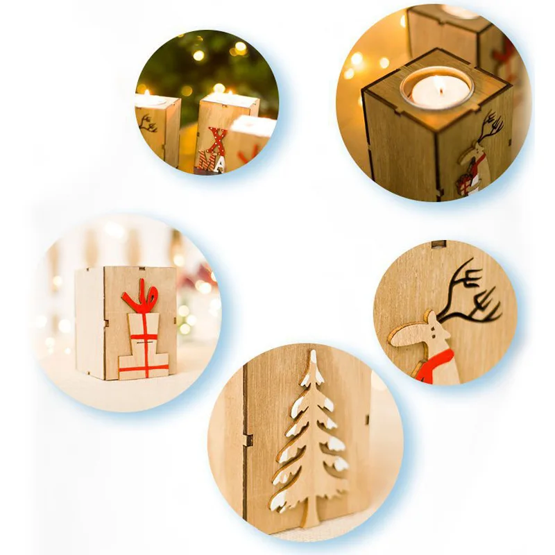 Navidad, Деревянные Подсвечники, подсвечники, фонарь, Ретро стиль, для дома, на год, вечерние, Декор, подарки, рождественские украшения