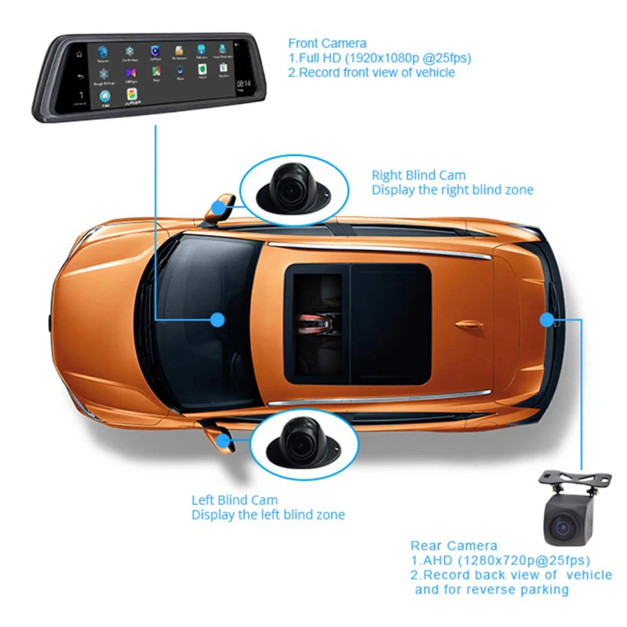 Видеорегистратор QUIDUX 4G 4 канала ADAS Android 2 Гб ОЗУ 1080P GPS Wi Fi|Видеорегистраторы| |