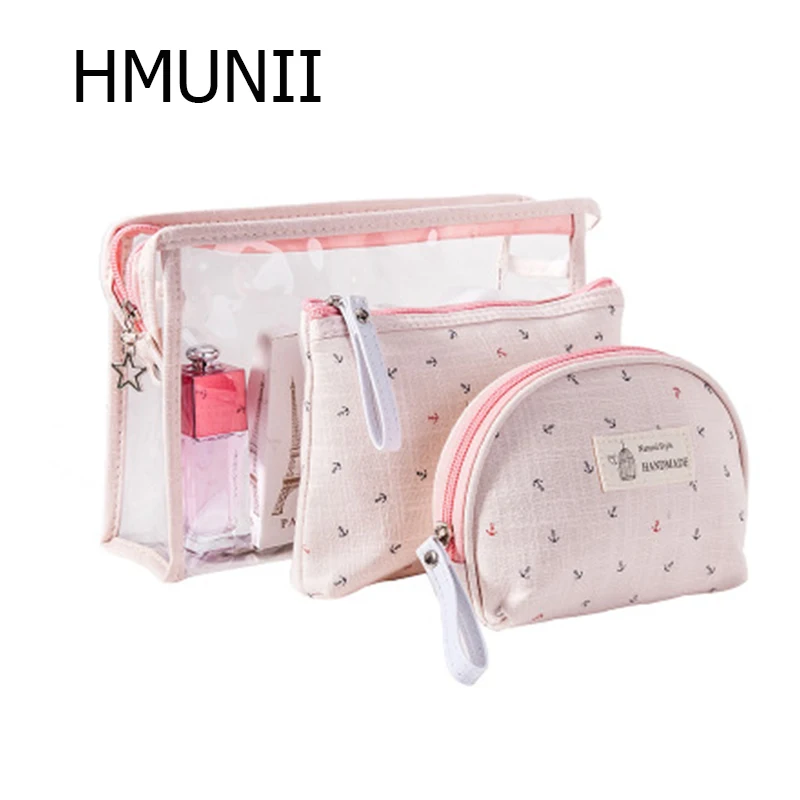 

HMUNII Women's 3 Pieces Different Sizes Makeup Travel Bag Set Storage Case Handle Toiletry Bag Multifunction Travel Accessories