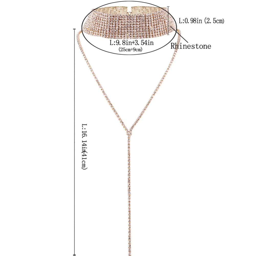 Luxury Rhinestone Gold Silver Plated Supernatural Crystal Chokers Jewelry Accessories Declaration Chocker Necklaces Collier | Украшения и