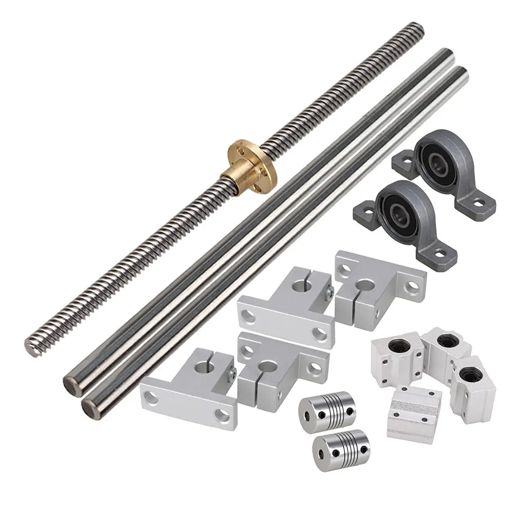 500mm Horizontal Optical Axis &amp 8mm Lead Screw Dual Rail Shaft Support Pillow Block Bearings Flexible Coupling Set of 15 |