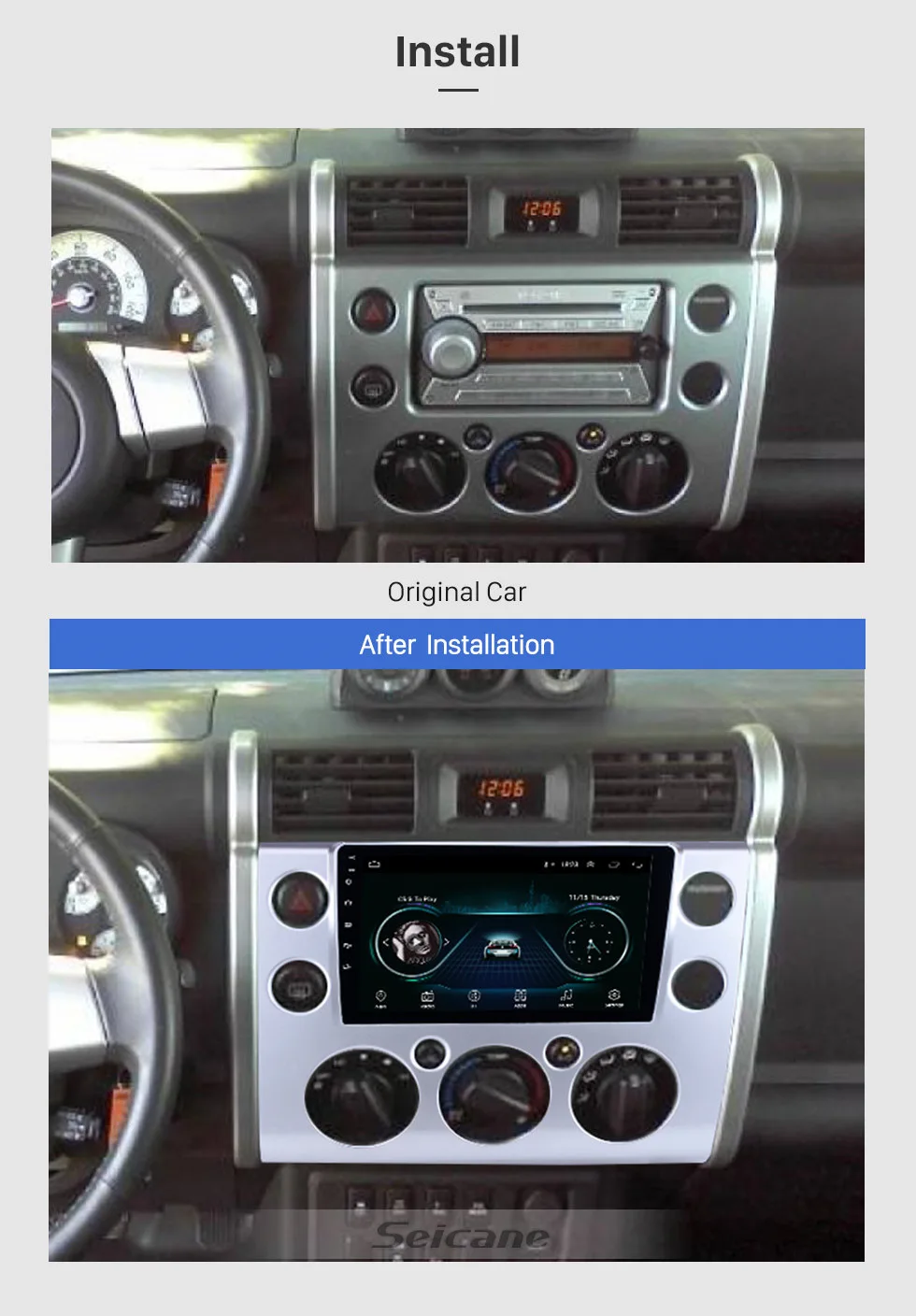 Seicane сенсорный gps головное устройство мультимедийный плеер для 2007 2008 2009- Toyota FJ CRUISER Android 8,1 9 дюймов 2din Автомагнитола