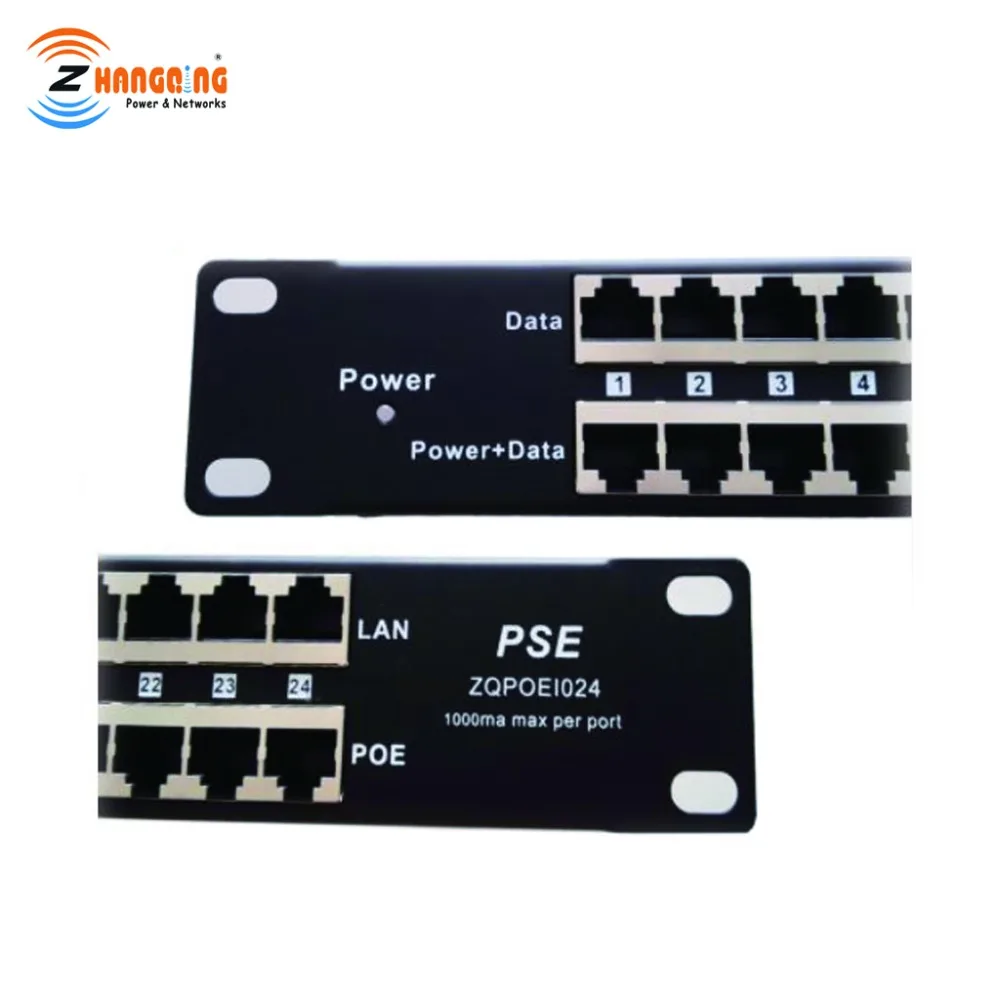 24 порта Poe инжектор с 24v120w источник питания промежуточный Пассивный POE патч панель