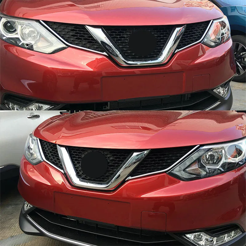 Подходит для Nissan Qashqai Хромированная передняя решетка гриль головной светильник крышка отделка вставка Стайлинг молдинг Гарнир