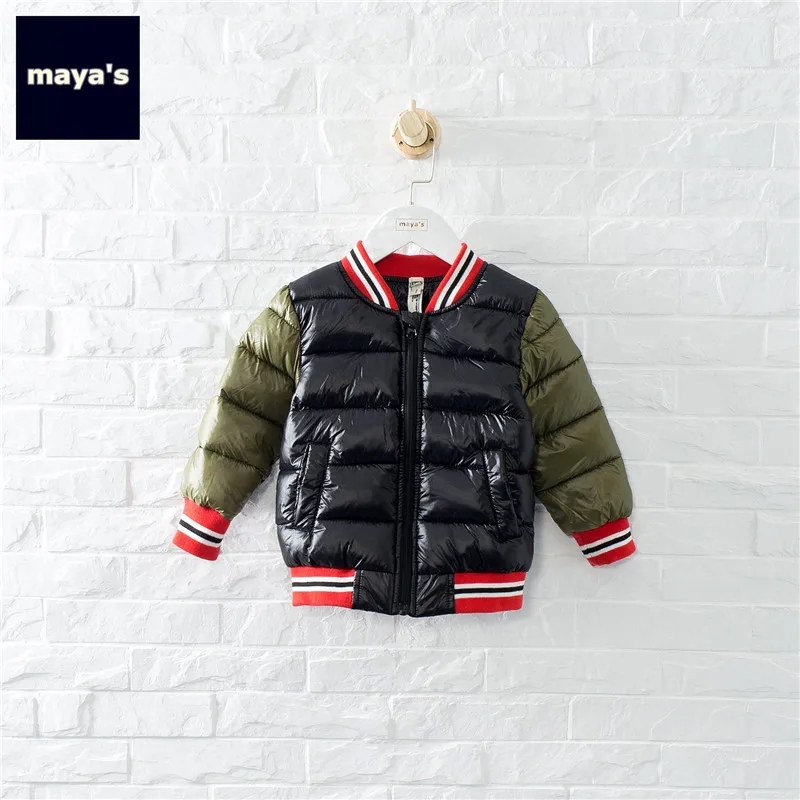Mayas/модные зимние теплые парки для мальчиков с цветными блокировками детская