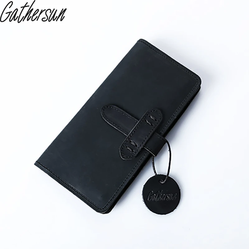 Gathersun Brand Handmade 100% High quality Top Layer Cowhide Leather Wallet Genuine Unisex Vintage Style Long Purse | Багаж и сумки
