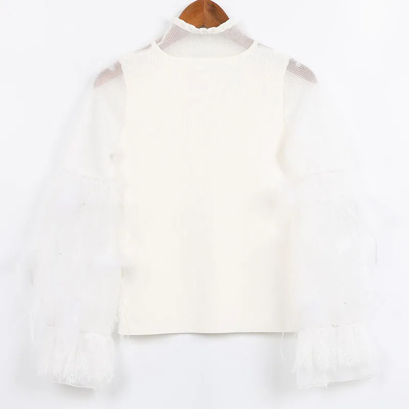 Женский сексуальный вязаный Топ блузка 2017 женский модный свитер пуловер сетка