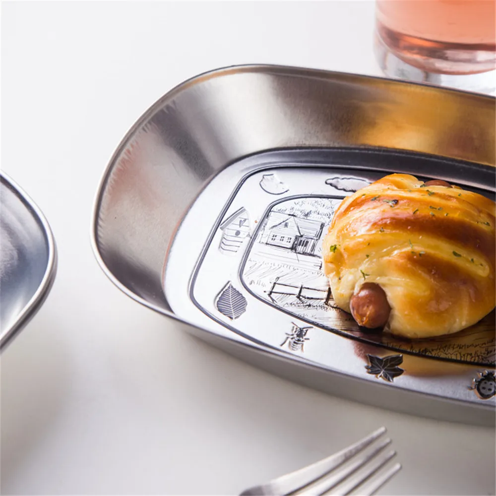 Поднос из нержавеющей стали тарелка серебряные тарелки фрукты десерты конфеты