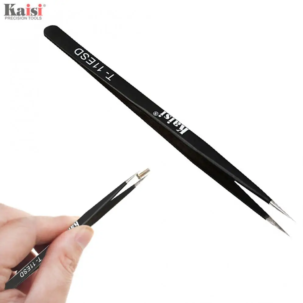Black Anti-static High Precision Tweezers with Straight Head for Medical / Electronics Factory /Chemical Industry | Инструменты