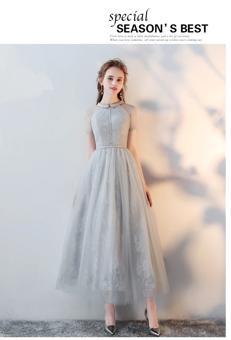 Robe de soiree Новое поступление элегантное тонкое ТРАПЕЦИЕВИДНОЕ кружевное вечернее платье vestido de festa банкетное платье с круглым вырезом платья для выпускного вечера платья для вечеринок
