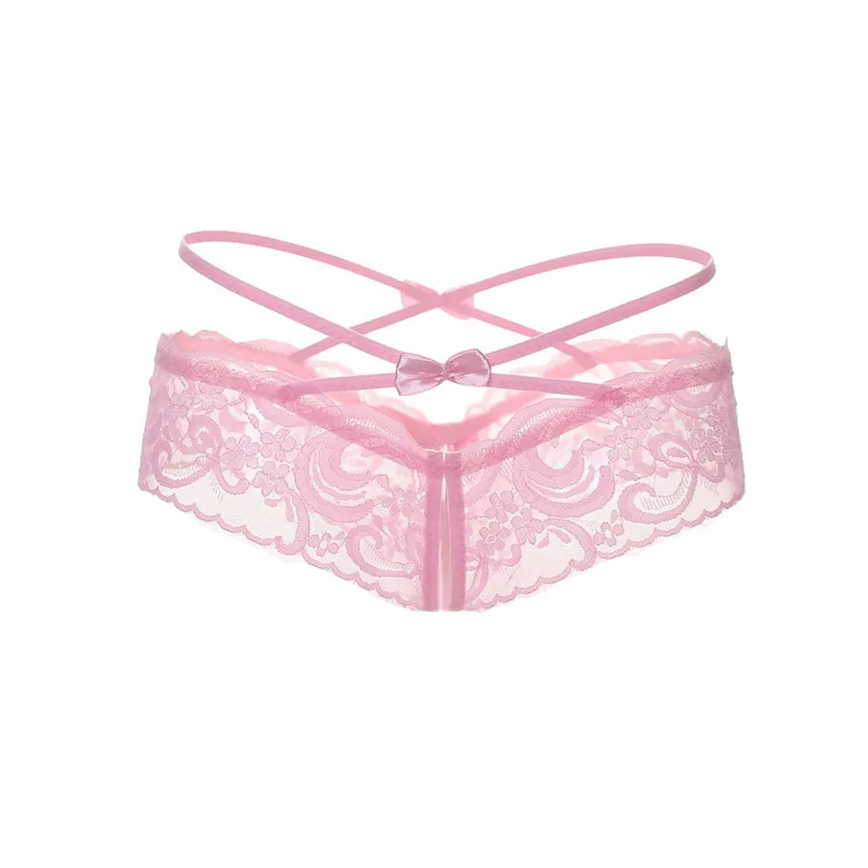 Pink Сексуальное женское нижнее белье, Эротические трусики с открытой промежностью, прозрачное кружевное нижнее белье с вырезами, трусы, сексуальные стринги, стринги - Цвет: Pink