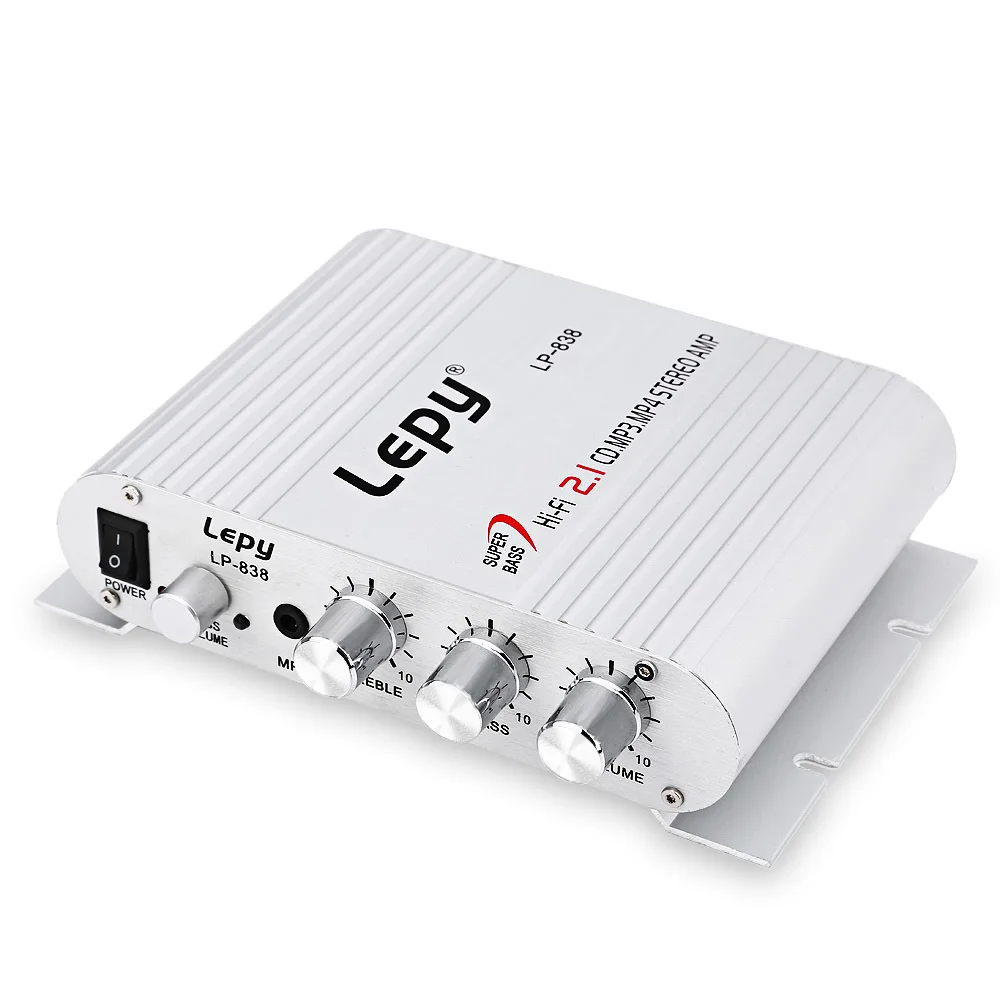 Мини Lepy LP 838 автомобилей 3 х канальный усилитель Стерео Mega Bass 12 В Hi Fi соединиться с