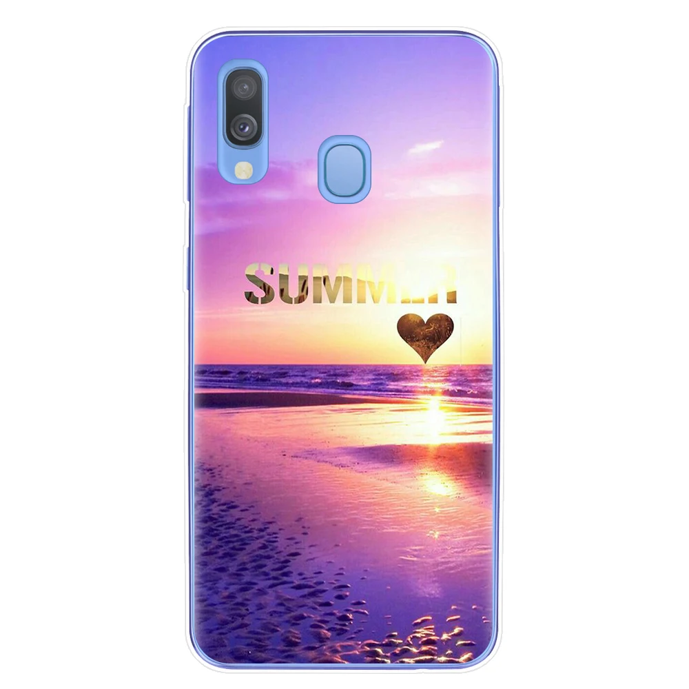 Чехлы с летними пейзажами для Samsung Galaxy A7 A9 A6 A8 Plus 2018 A10 A20 A30 A40 A50 A70 мягкий