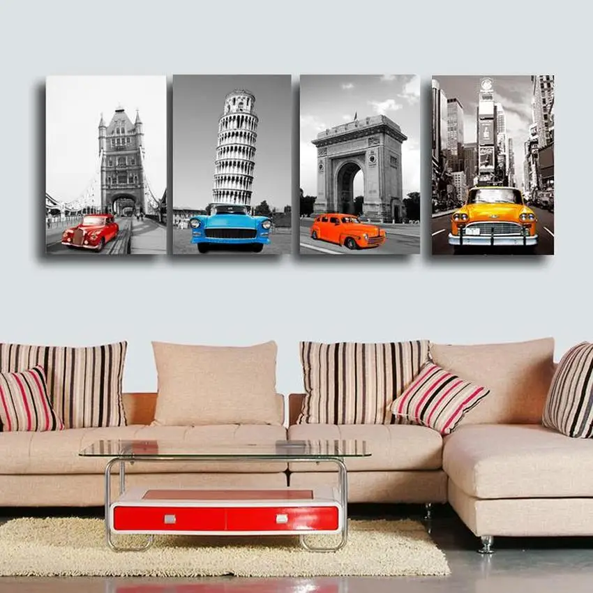 Черно-белая Современная Минималистичная картина на автомобиль для гостиной