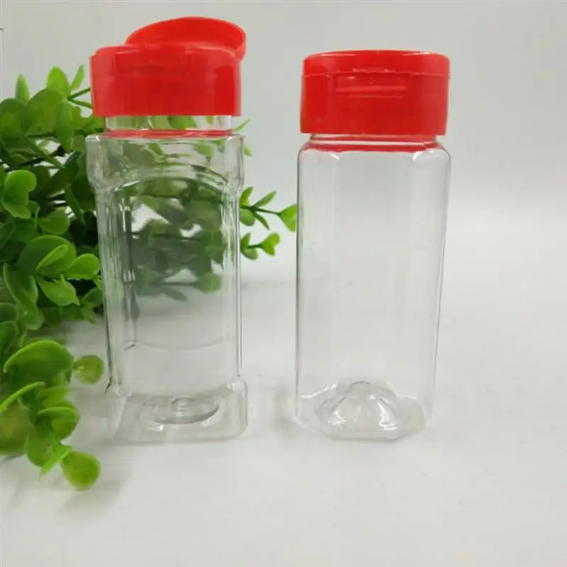 ROSENICE 6pcs Plastic Seasoning Bottle Spice Pot Pepper Shakers Salt Jar Condiment Can Cruet for Barbecue Kitchen(Red