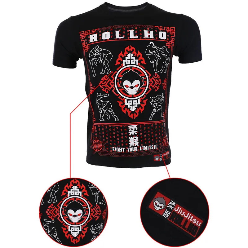ROLLHO Kick Мужская футболка MMA Fight футболка UFC Комплексная Боевая тренировочная одежда для фитнеса летняя новая футболка с принтом топы