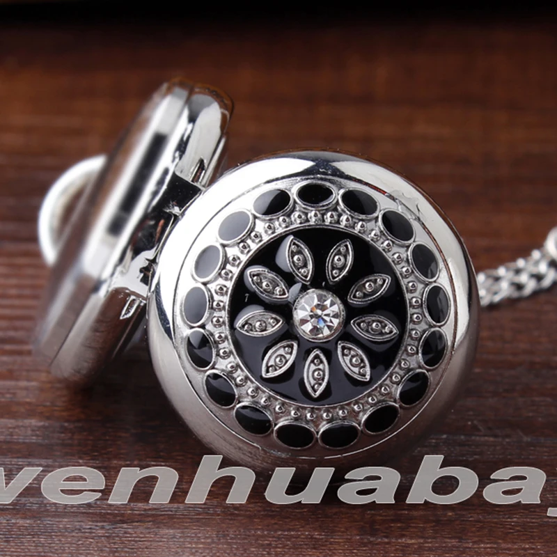 Модное серебряное платье с цветочным узором бриллиантовое кварцевые карманные