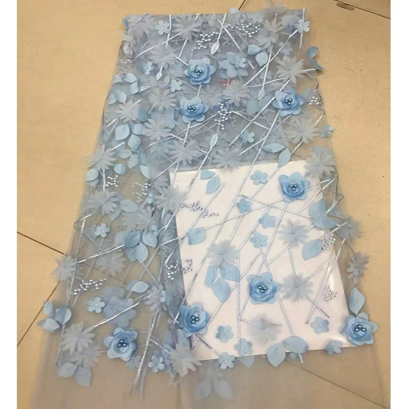 Nigerian Lace Fabric 2018 High Quality Purple 3D Flower African Fabrics Embroidery French For Bridal | Дом и сад