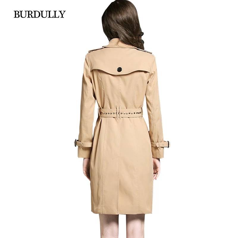 BURDULLY British Style 2019 Winter Trench Coat Ladies Para As Mulheres Elegant Noble Rivet Long Vintage High Quality | Женская одежда