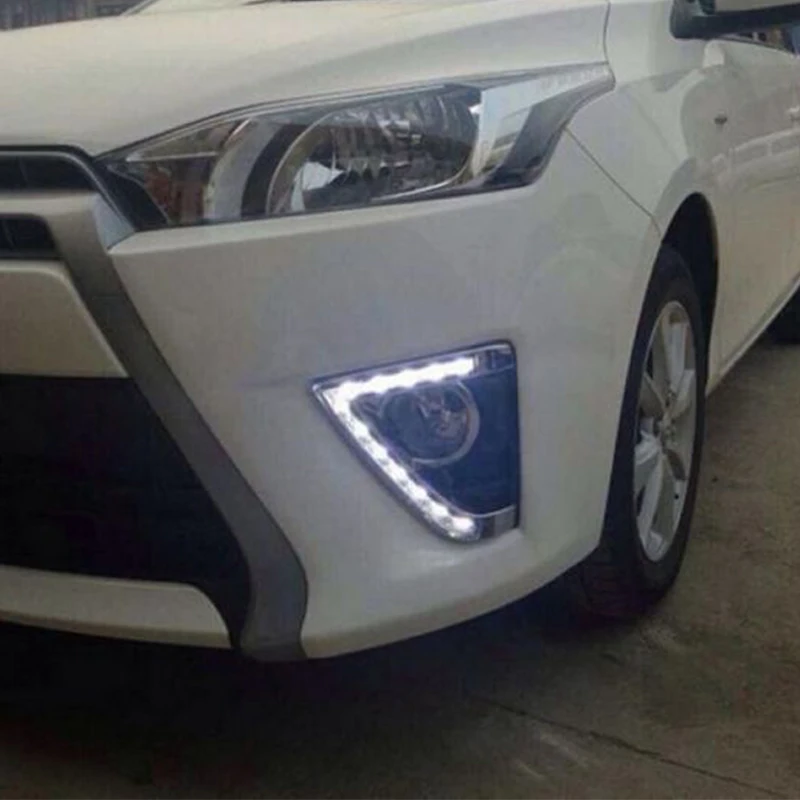 ROADOT автомобиля дневные светодиодные DRL для Toyota Yaris 2013 2014 2015 габаритные огни с