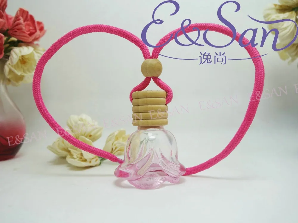 

6ML Small Glass Spray Colored Small Rose Car Hanging Pendant Perfume Bottle 10PCS/LOT