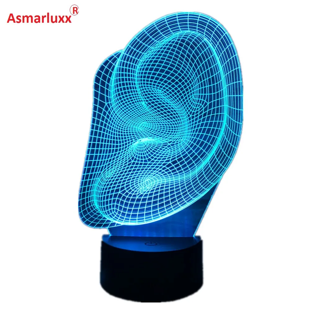 Творческий кошачьими ушками 3D ночной Светильник СВЕТОДИОДНЫЙ Сенсорная лампа