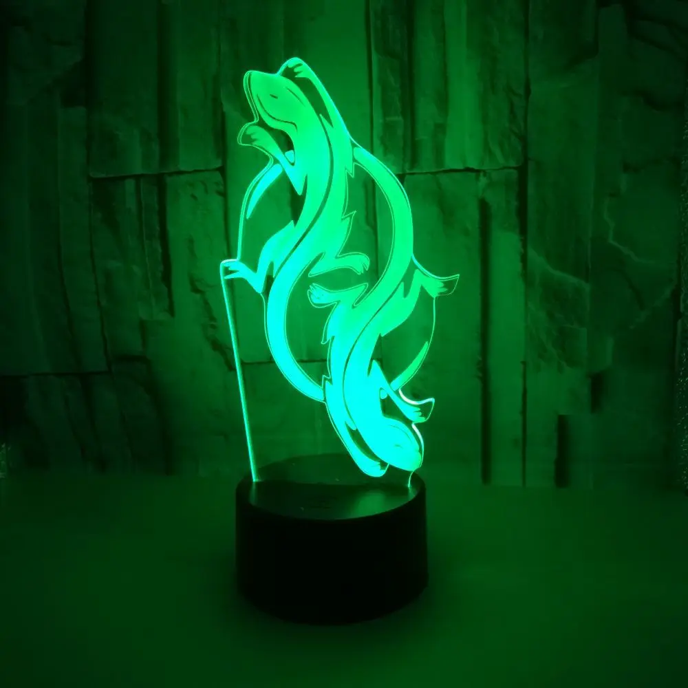 Gecko модель LED 3D ночник 7 цветов мигающий дистанционный сенсорный датчик Usb Иллюзия