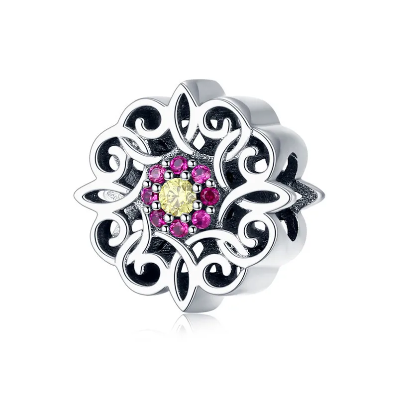 Fit Pandora браслет серебро 925 CZ розовый цветок клевера эльф бабочка Жук бусины S925 оранжевый дугообразные Подвески DIY ювелирные изделия - Цвет: asd1108