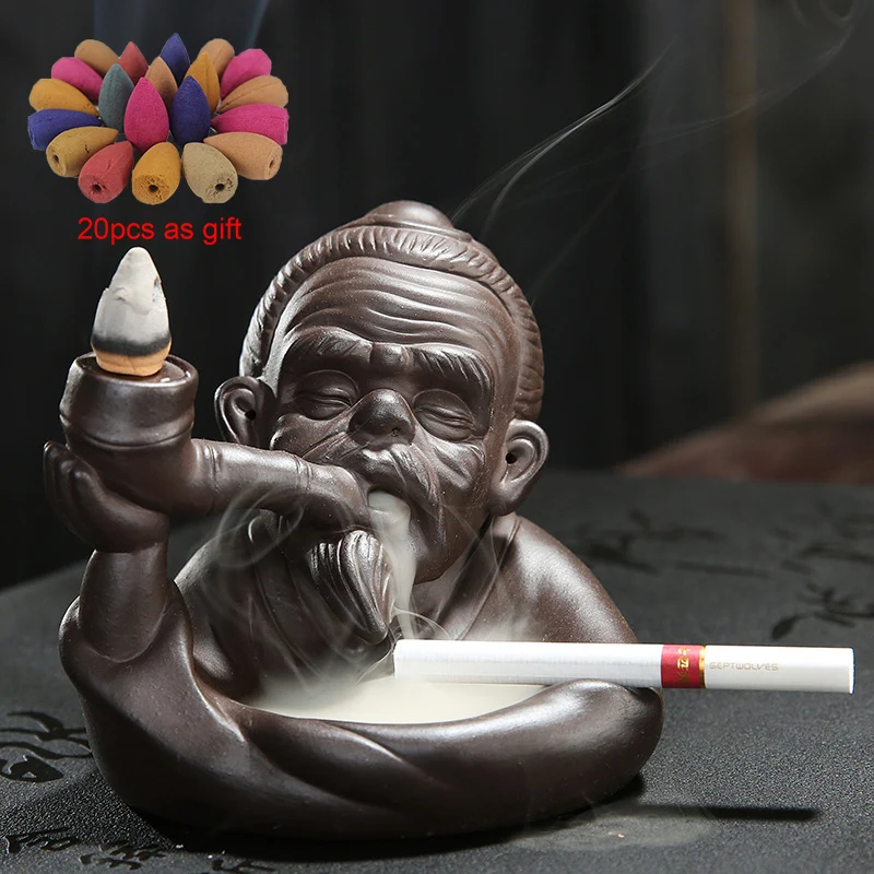 The Old Man Горелка для благовоний с обратным потоком, для пожилых людей, 20 шт конусов, керамика, Декор для дома и офиса, держатель для благовоний, орнамент, Прямая поставка - Цвет: The Old Man