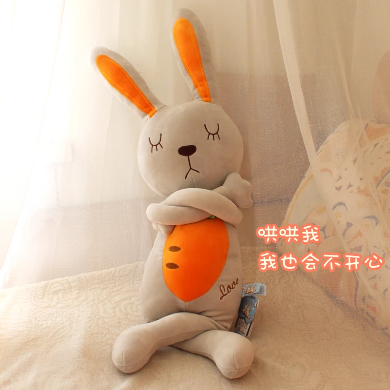 

candice guo! Super cute plush toy bunny rabbit funny expreessioin carrot soft stuffed doll sleeping cushion birthday gift 1pc