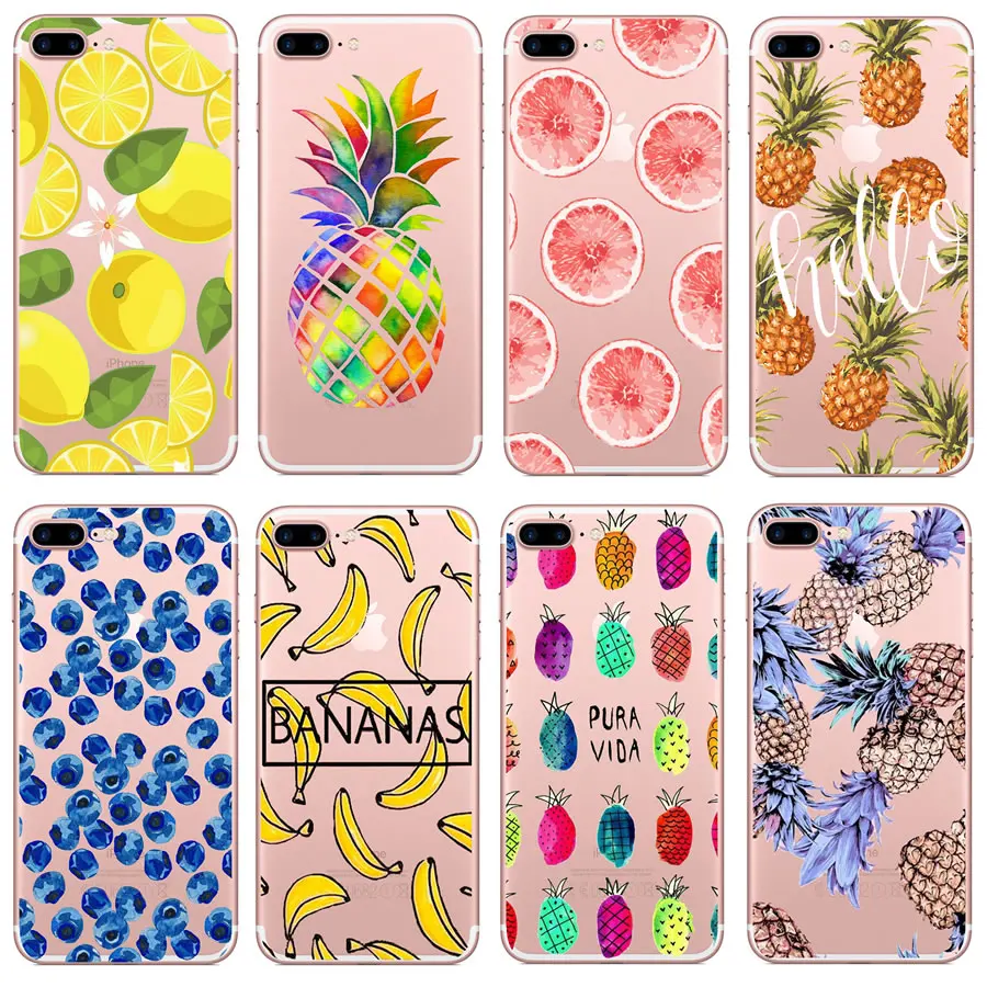 Painting Soft TPU Phone Cover for iPhone 7 Case Luxury Fruit Protective Shell 6 6S 8 Plus 5 5S SE X XR XS MAX |