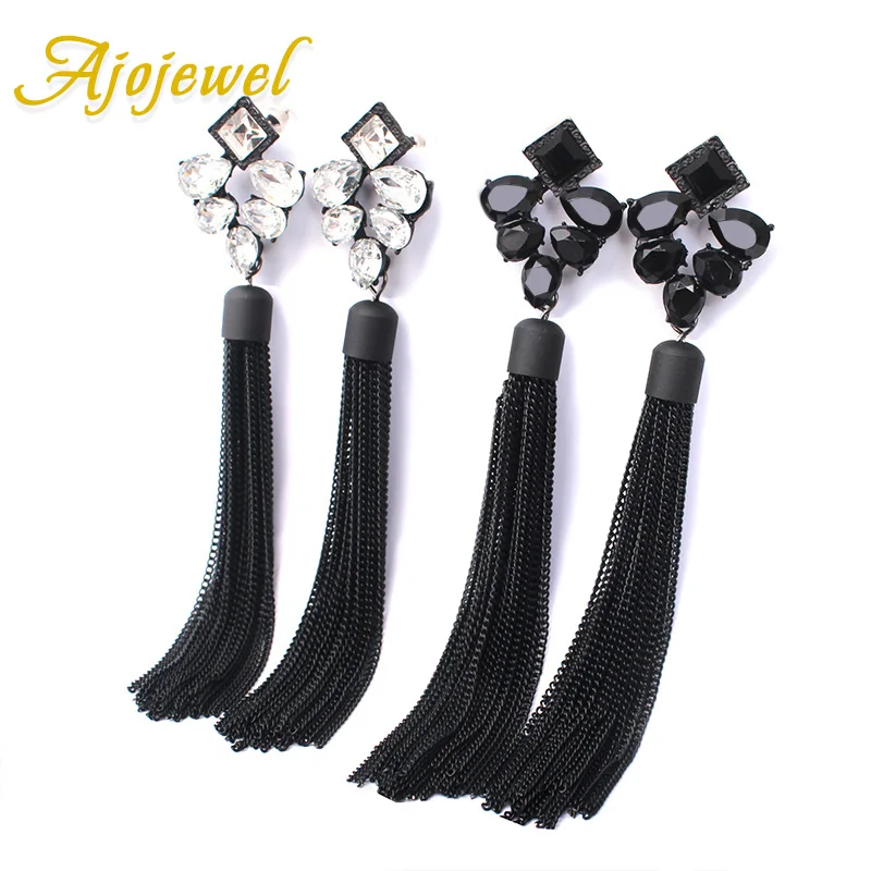 Ajojewel AAA черный/белый Кристалл Висячие Серьги черные серьги-кисточки из сплава для женщин Преувеличенные вечерние ювелирные изделия