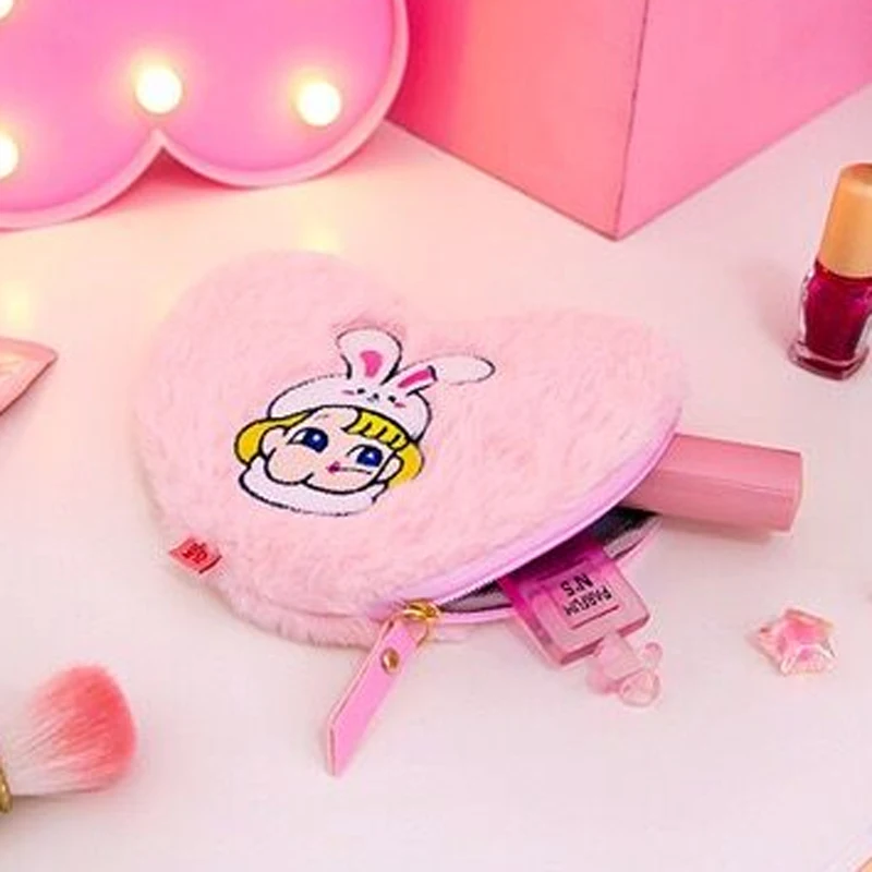 Свинья Rabbit Волчья вышивка сердце мягкая фланелевая монета кошелек автобус банк