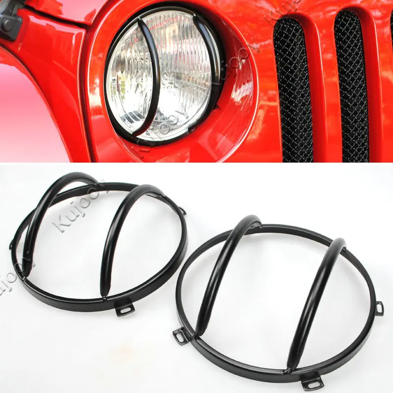 2 шт. металлическая передняя фара для Jeep Wrangler 2007 2016|metal style|wrangler accessories jeepmetal black |