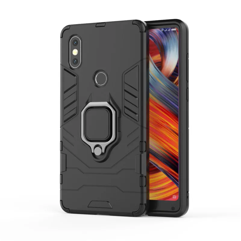 Black Для Xiaomi mi Mix 2s mi x2s чехол, противоударный Гибридный чехол-подставка с кольцом на палец, чехол для Xiaomi mi Mix 2 S - Цвет: Black
