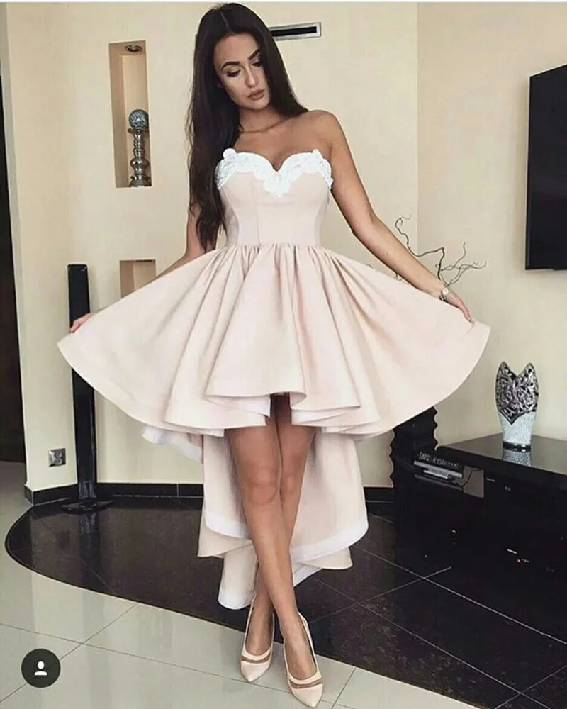 Высокая Низкая выпускное платье 2020 простой сатин Пышное вечернее для выпускного