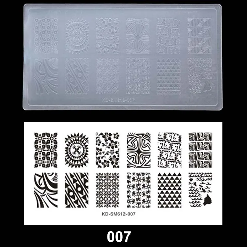 07 10pcs Plastic Transparent Nail Art Polish Stamp Plate Set DIY Manicure Nail Stamping Template Image Professional Nail Art Tools - Цвет: 07