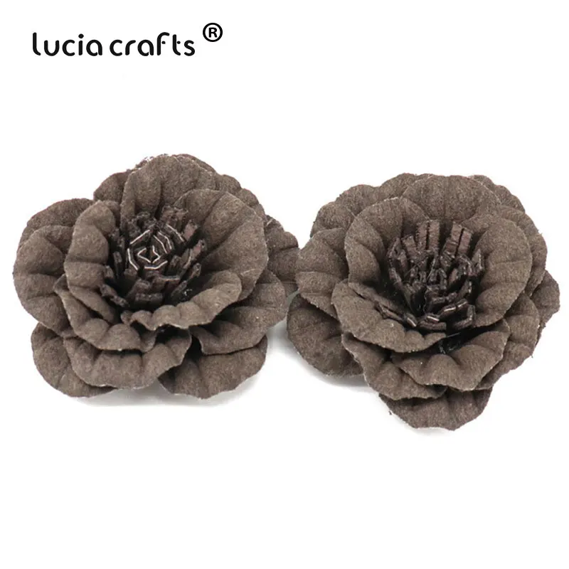 Color7 5PCS Lucia crafts 5 шт/6 шт искусственная кожа Цветок голова свадебное украшение DIY Скрапбукинг головной убор ремесло поддельные цветы B0207 - Цвет: Color7 5PCS