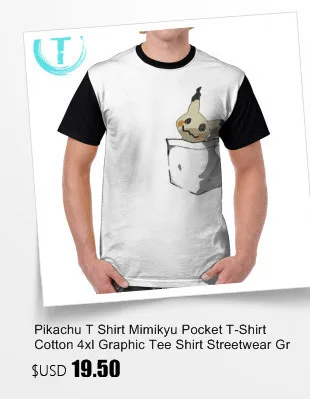 Пикачу футболка Mimikyu карманная футболка полиэстер 4xl графическая футболка уличная одежда графическая Мужская смешной короткий рукав Футболка