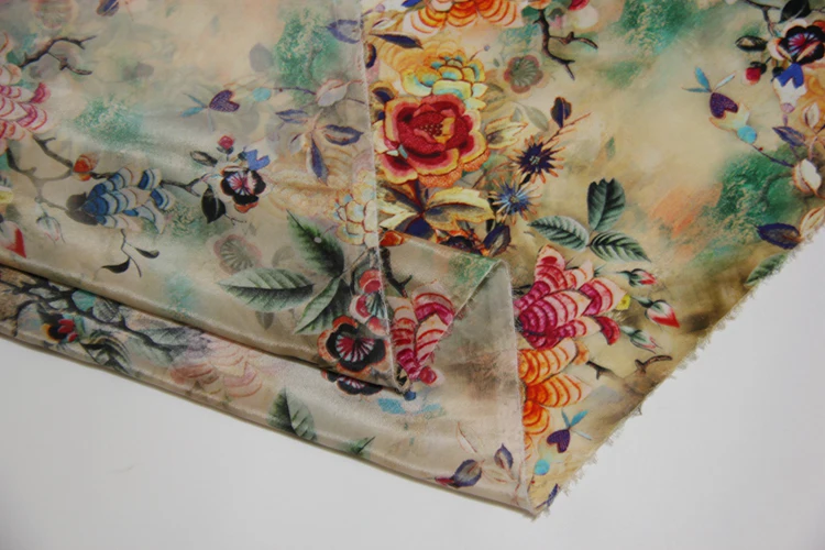 New 138 cm wide 12 mm 100% silk crepe de Chine fabric with spray-painted skirt garment | Дом и сад