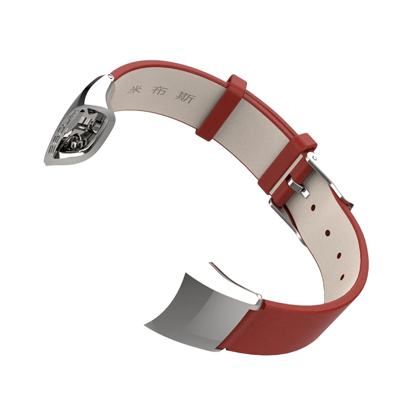 Red Silver Mijobs ремешок из натуральной кожи для Honor Band 4 Band браслет для Huawei Honor Band 4 NFC умные часы напульсники аксессуары - Цвет: Red Silver