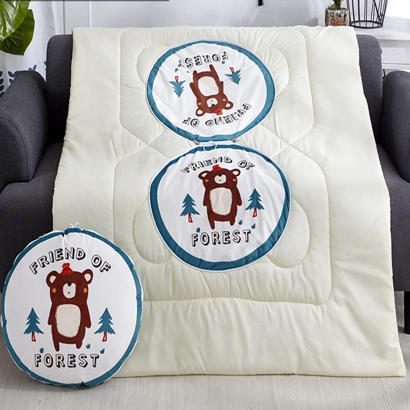 2 в 1 детская складная подушка одеяло с мультяшными животными медведем лиса