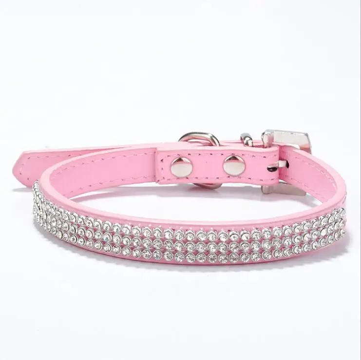 Rhinestone Puppy Dog Cat Collars Bling Collar for Small Medium Breeds 3 Rows Neck Strap XS S M L Free&ampDrop shipping | Дом и сад